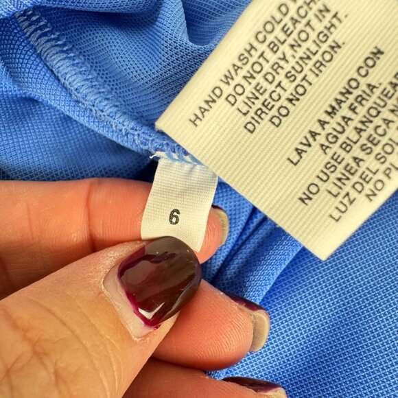 Bleu Rob Beattie Blue Ribbed Walk The Line Square Neck One-Piece Swimsuit Sz 6 - Picture 11 of 12